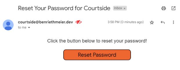 The email sent to the user. The button links to the reset form