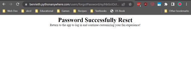 The user is redirected back tot he app after their password is updated.